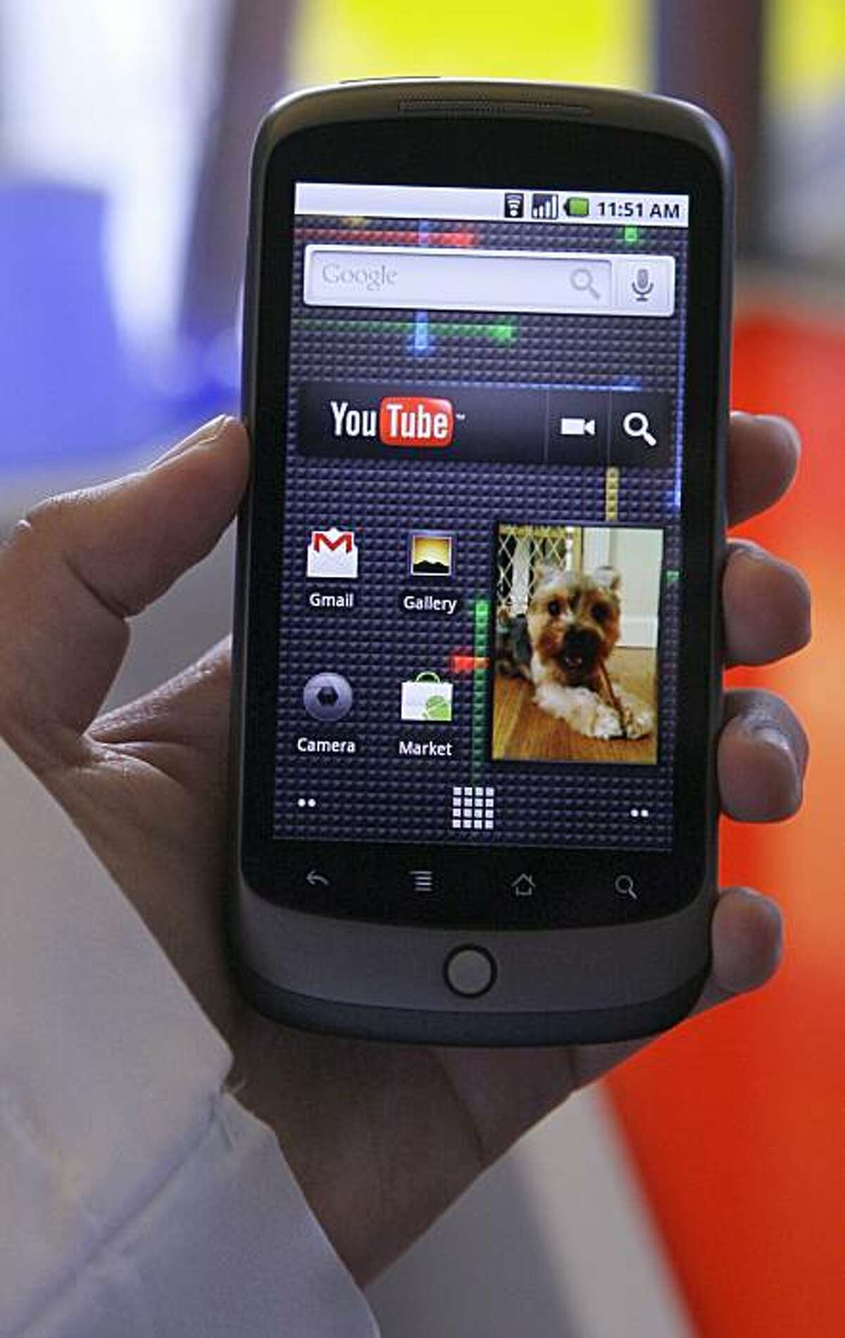 The Nexus One phone from Google Inc. is shown at a demo in Mountain View, Calif., Tuesday, Jan. 5, 2010. (AP Photo/Jeff Chiu)
