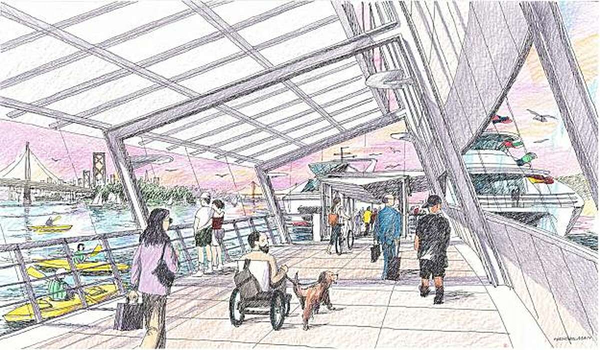 Artists' rendering of the planned ferry terminal for the Berkeley marina