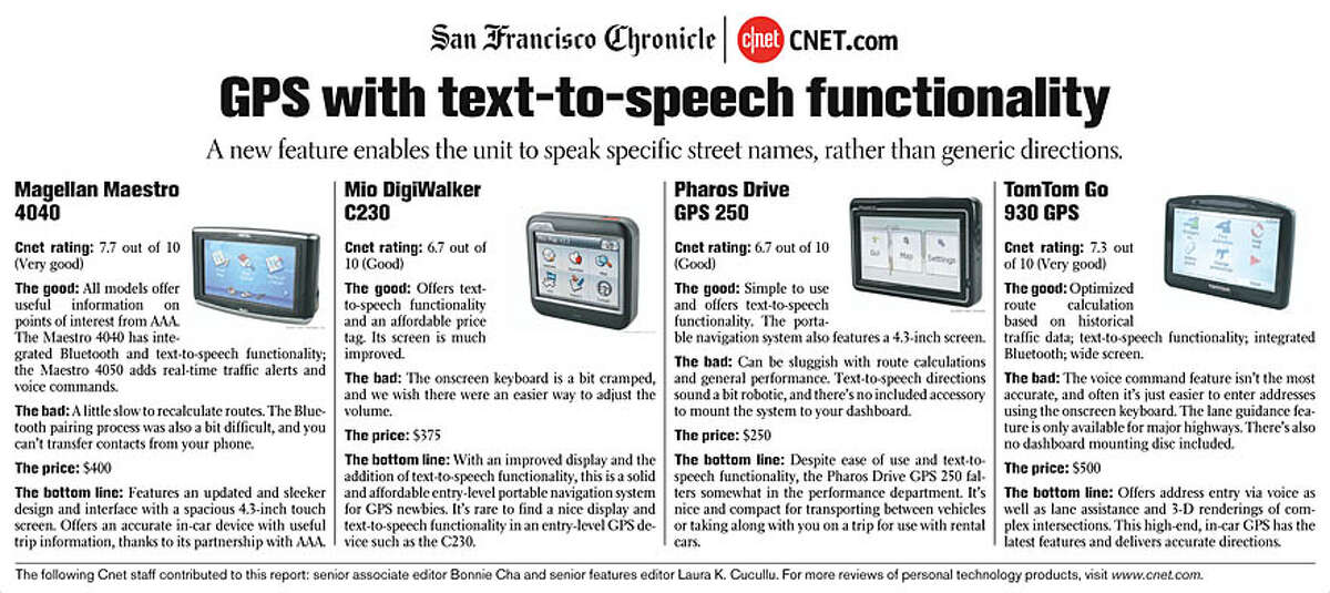 GPS units with texttospeech features