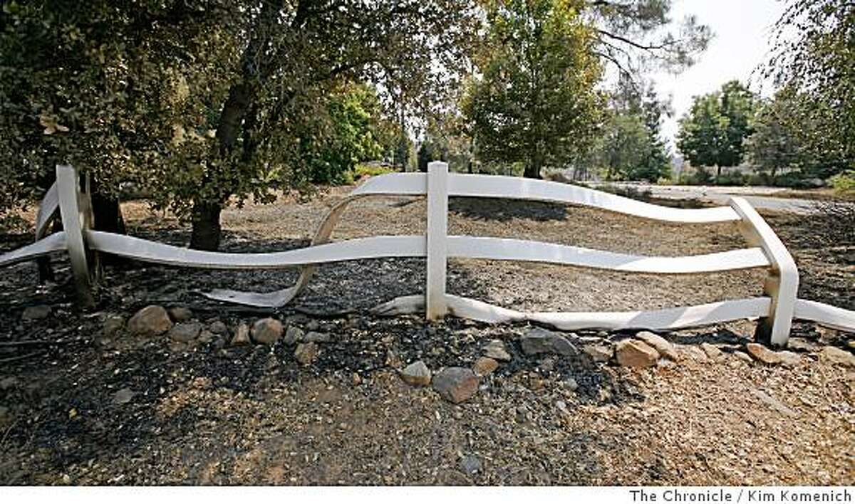 A plastic fence melted on Neal Road in Paradise, Calif. as a result of the Humboldt fire. Photographed on Saturday, June 14, 2008Photo by Kim Komenich / The Chronicle