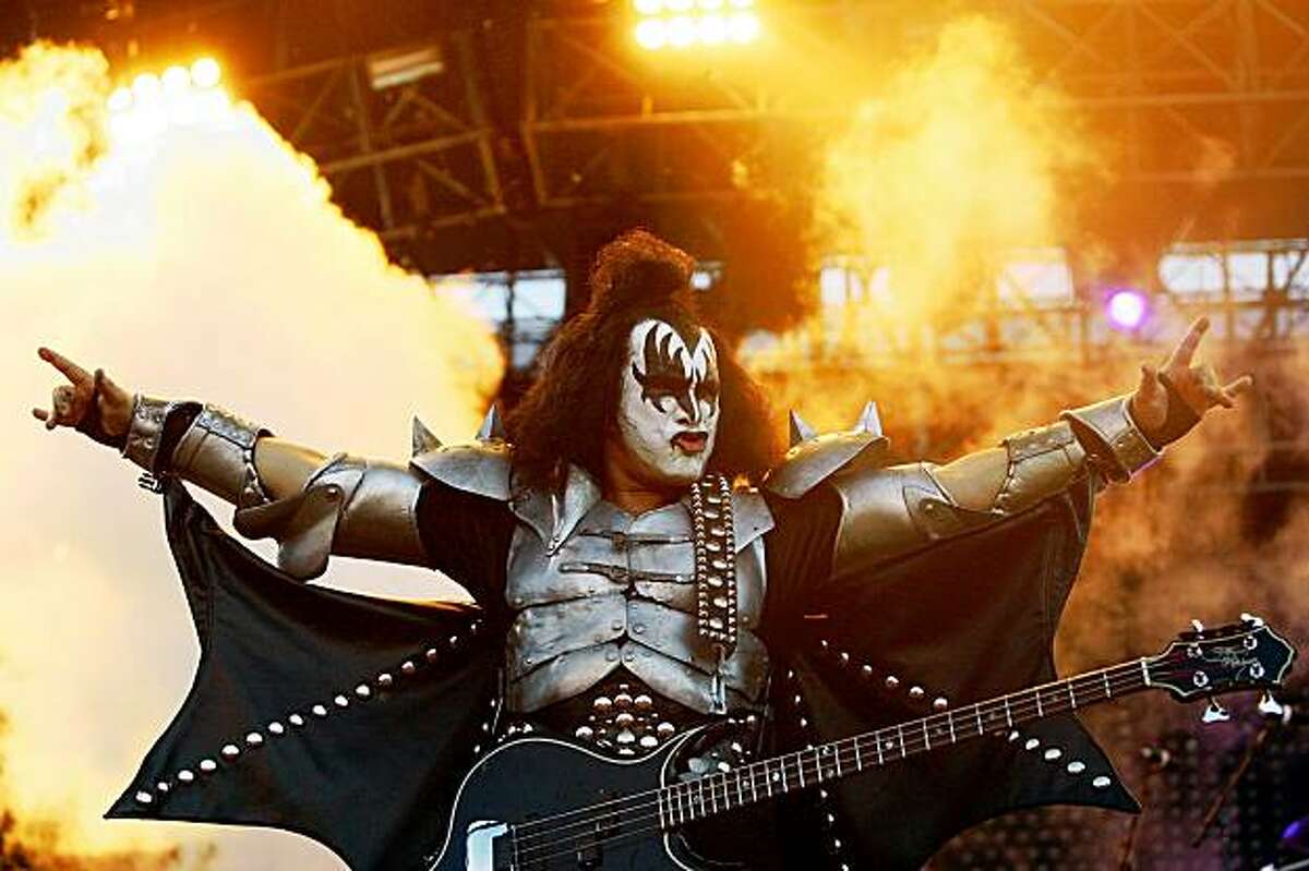 Gene Simmons of Kiss performs on-stage for the first leg of their world tour following the Australian Formula One Grand Prix at the Albert Park Circuit on March 16, 2008 in Melbourne, Australia. MELBOURNE, AUSTRALIA - MARCH 16: Gene Simmons of Kiss performs on-stage for the first leg of their world tour following the Australian Formula One Grand Prix at the Albert Park Circuit on March 16, 2008 in Melbourne, Australia. (Photo by Kristian Dowling/Getty Images)