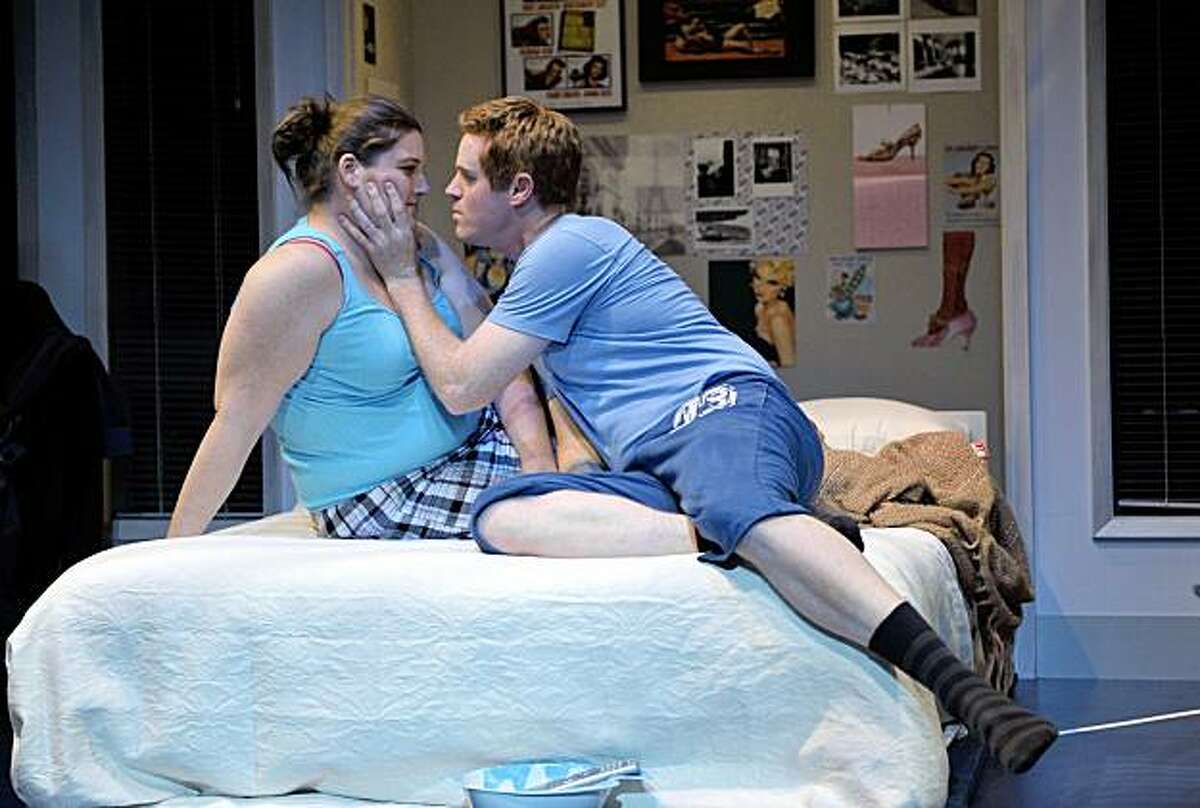 Jud Williford (right) as Tom and Liliane Klein as Helen in Neil LaBute's "Fat Pig" at Aurora Theatre
