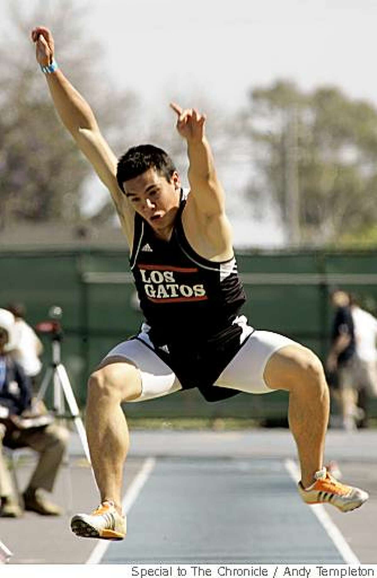 Kevin Rutledge of Los Gatos placed 2nd in the Boys Long Jump at the CIF Track and Field Championships Saturday in Norwalk.