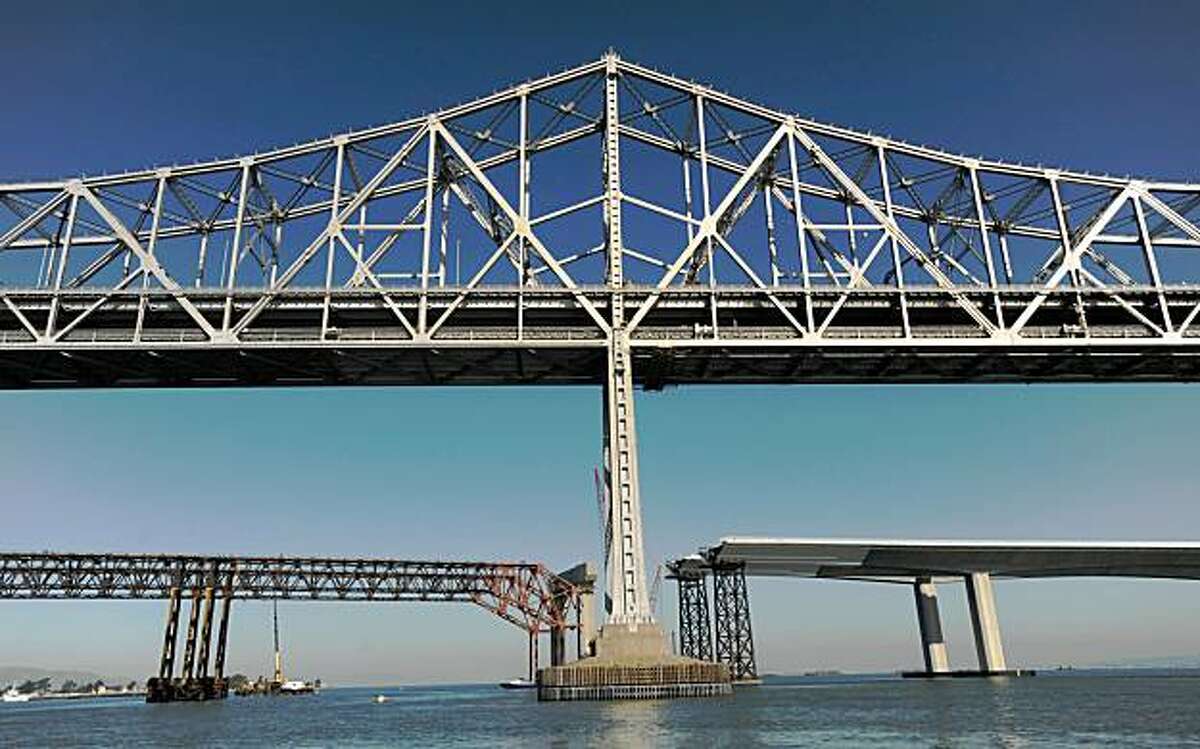 The Bay Bridge remains closed to traffic as emergency repairs continue on Friday, Oct. 30, 2009, in San Francisco.