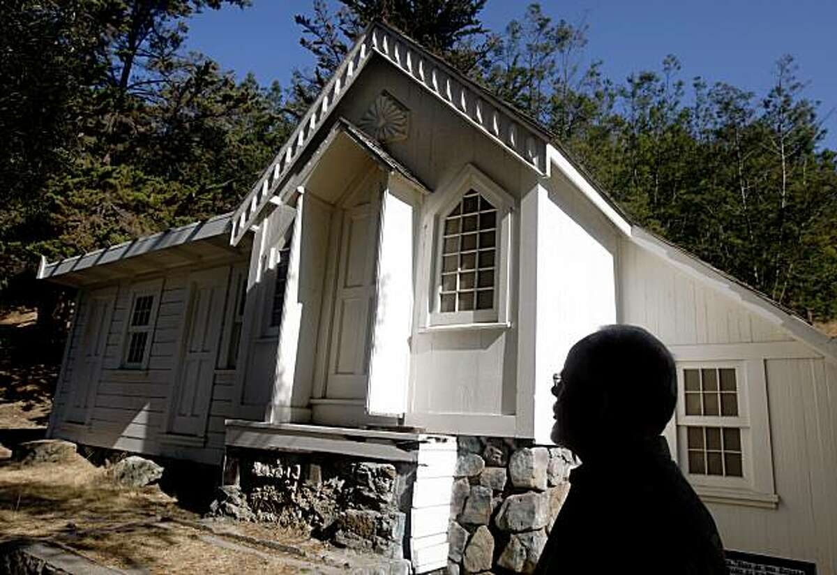 Dale Risden visits the Abbey, where poet Joaquin Miller lived, at the city park named in his honor, Joaquin Miller Park, in Oakland, Calif., on Friday, Oct. 9, 2009. Risden is leading the effort to restore the home and several monuments built by Miller in the early 1900's.