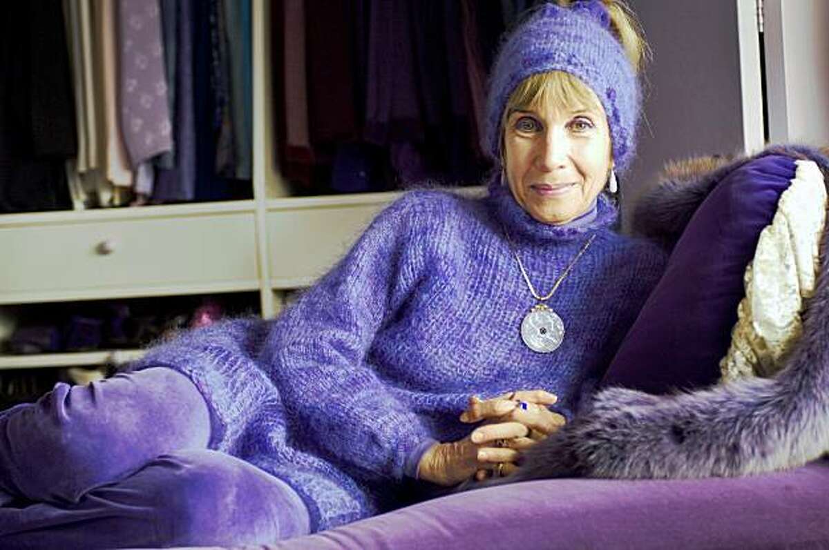 Barbara Meislin, The Purple Lady of Tiburon, Ca. in her home. Her house burned down today, Oct. 21, 2009.