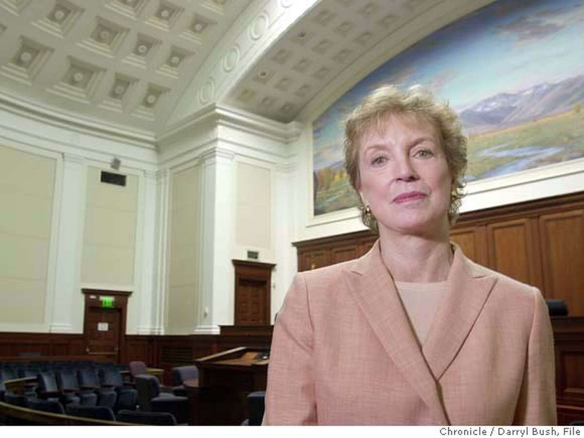 Justice Kathryn Mickle Werdegar stands inside state courthouse in San Francisco in this 2004 file photo. Gov. Jerry Brown acted Wednesday to fill the longest vacancy in California Supreme Court history by nominating his senior legal adviser, Joshua Groban, to the court. Groban would fill the vacancy created by the retirement of Justice Werdegar. 