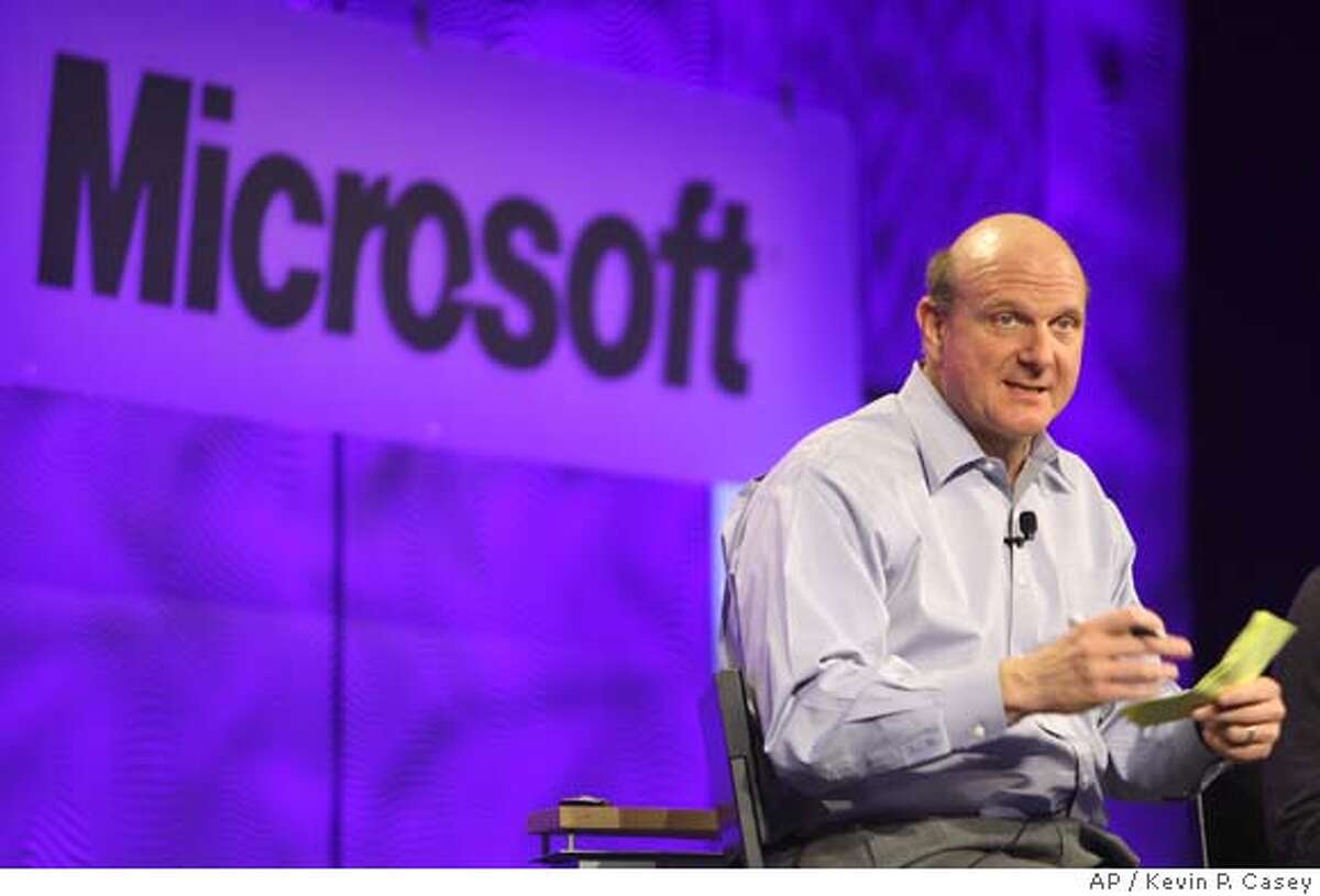 **FILE** Microsoft's CEO Steve Ballmer answers a question from the audience at the Microsoft 2008 MVP Global Summit MVP event from Canada in Seattle in this April 17, 2008, file photo. Ballmer offered a glimmer of hope on Thursday, April 24, 2008, to fans of the company's Windows XP operating system, saying the company may reconsider its decision to stop selling it soon. (AP Photo/Kevin P. Casey, File)