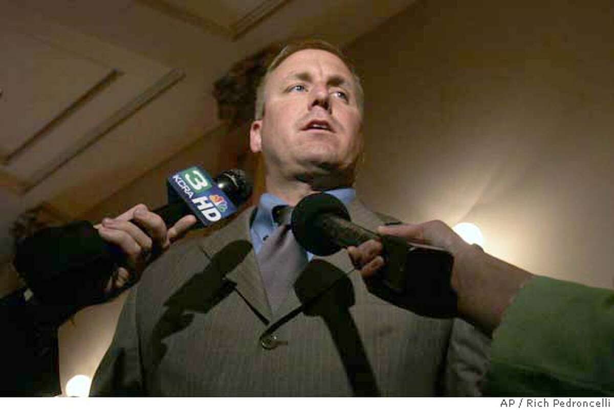 ###Live Caption:State Sen. Jeff Denham, R-Merced, talks with reporters about the stalled state budget at the Capitol in Sacramento, Calif., Monday, Aug. 20, 2007. Denham is one of two Republican Senators that Democrats have trying to provide the final two votes to pass the 2007-08 budget that is now almost two months over due. (AP Photo/Rich Pedroncelli)###Caption History:State Sen. Jeff Denham, R-Merced, talks with reporters about the stalled state budget at the Capitol in Sacramento, Calif., Monday, Aug. 20, 2007. Denham is one of two Republican Senators that Democrats have trying to provide the final two votes to pass the 2007-08 budget that is now almost two months over due. (AP Photo/Rich Pedroncelli) Ran on: 08-22-2007 Ran on: 08-22-2007 Ran on: 04-23-2008 Mayor Gavin Newsom and Jennifer Siebel at a Giants game.###Notes:###Special Instructions: