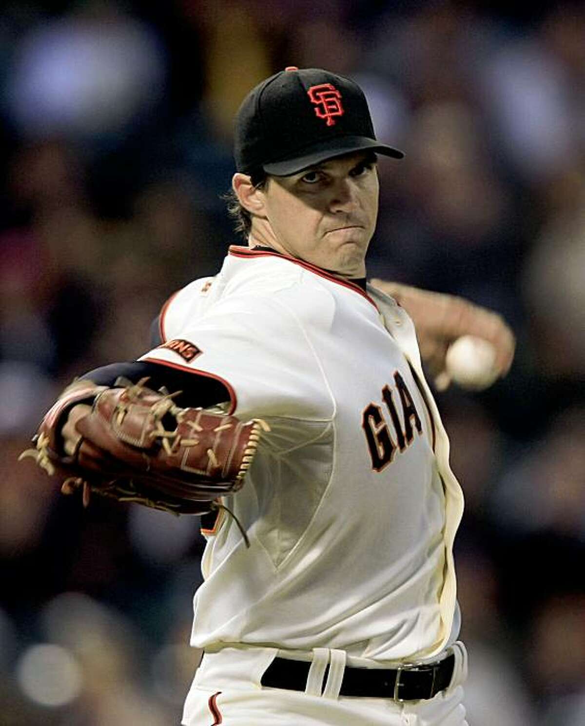 Barry Zito pitches against the Colorado Rockies in the first inning.