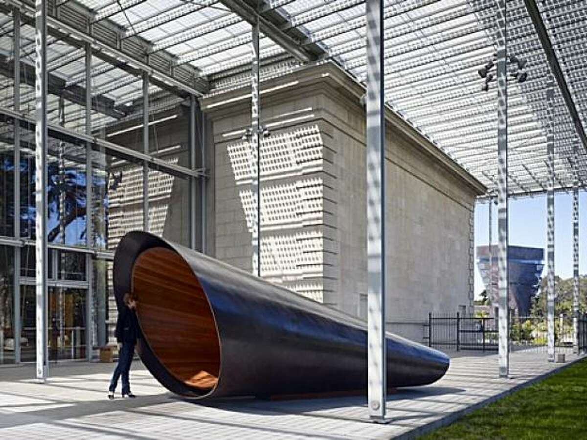 "What is Missing" (2009) bronze, reclaimed redwood, laminated glass & single-channel video with sound by Maya Lin 8' 6" x 10' 8" x 19' 2" Listening Cone Installation at the San Francisco Academy of Sciences Designer: Maya LIn Studio Location: San Francisco, California
