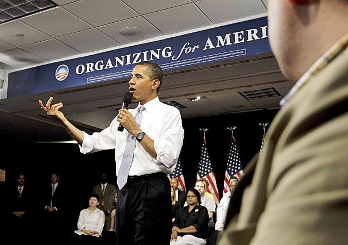 President Barack Obama speaks during the Organizing for America National Health Care Forum in Washington Thursday, Aug. 20, 2009.(AP Photo/Alex Brandon)