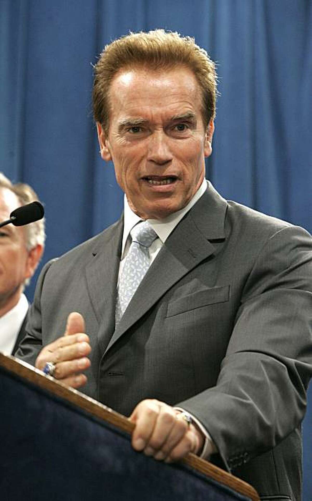 Gov. Arnold Schwarzenegger during a Capitol news conference in Sacramento, Calif., Thursday, Aug. 20, 2009.(AP Photo/Rich Pedroncelli)