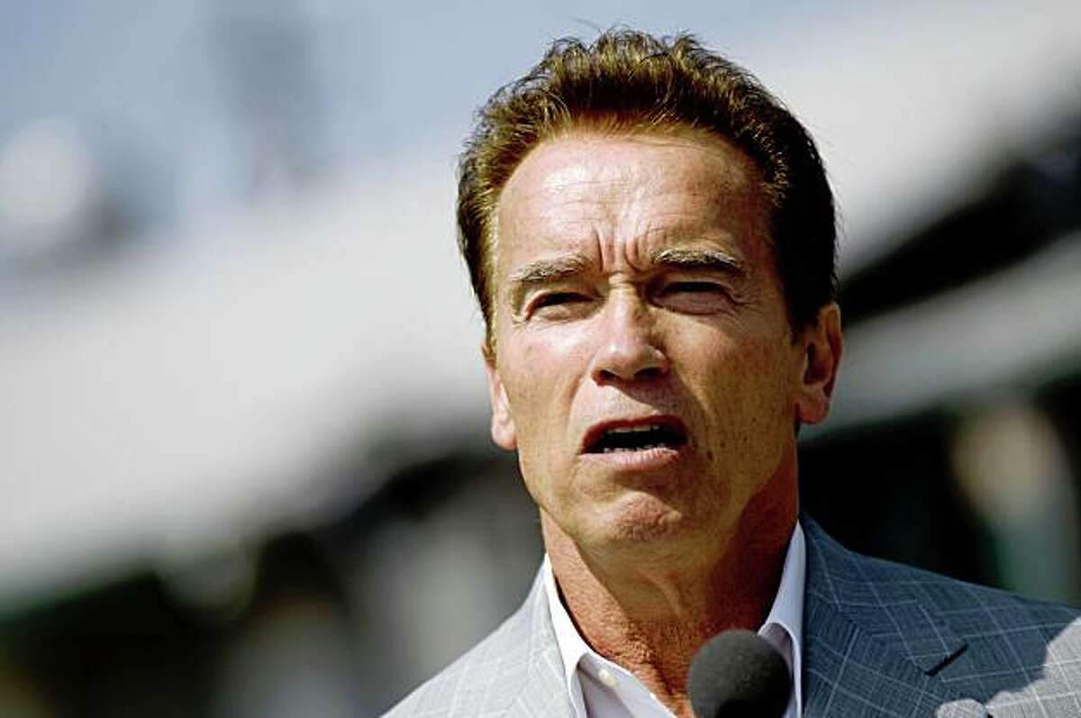 CHINO, CA - AUGUST 19: California Governor Arnold Schwarzenegger delivers a speech to members of the media during a press conference at the California Institution for Men prison on August 19, 2009 in Chino, California. After touring the prison where a riot took place on August 8th, Schwarzenegger said that the prison system is collapsing and needs to be reformed. (Photo by Michal Czerwonka/Getty Images)