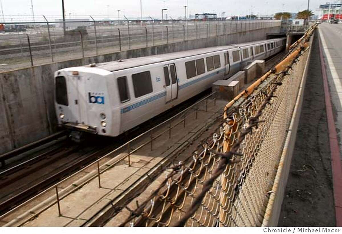 ###Live Caption:A BART train moves out of the West Portal from under San Francisco Bay, in West Oakland, Calif., on Mar. 7, 2008. State bond money will be used to earthquake retrofit the BART tube that carries thousands of passengers each day into and out of San Francisco, Calif. Photo by Michael Macor/ San Francisco Chronicle###Caption History:A BART train moves out of the West Portal from under San Francisco Bay, in West Oakland, Calif., on Mar. 7, 2008. State bond money will be used to earthquake retrofit the BART tube that carries thousands of passengers each day into and out of San Francisco, Calif. Photo by Michael Macor/ San Francisco Chronicle###Notes:California Governor Arnold Schwarzenegger will use BART as his venue to announce the millions of dollars that BART and other state transit systems are about to receive from the state. The money is the 2008 installment from voter approved Proposition 1B f###Special Instructions:Mandatory credit for Photographer and San Francisco Chronicle No sales/ Magazines Out