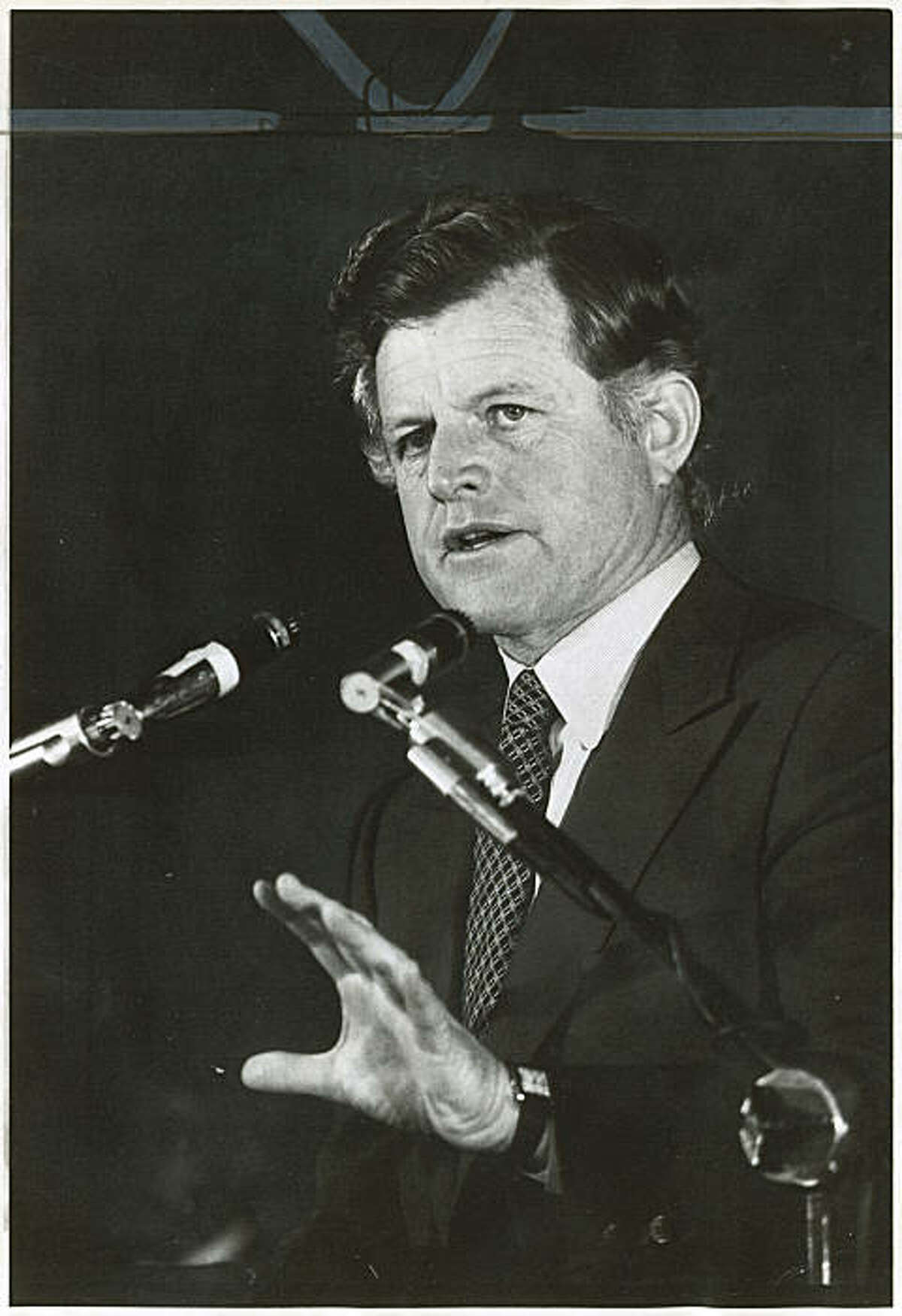 TEDKENNEDY_4.jpg December 8, 1979-Senator Edward F. Kennedy, also known as Ted Kennedy, speaks at the Democratic party reception at the Hyatt Regency, in San Francisco, Calif., December 8, 1979. john o'hara/staff photographer