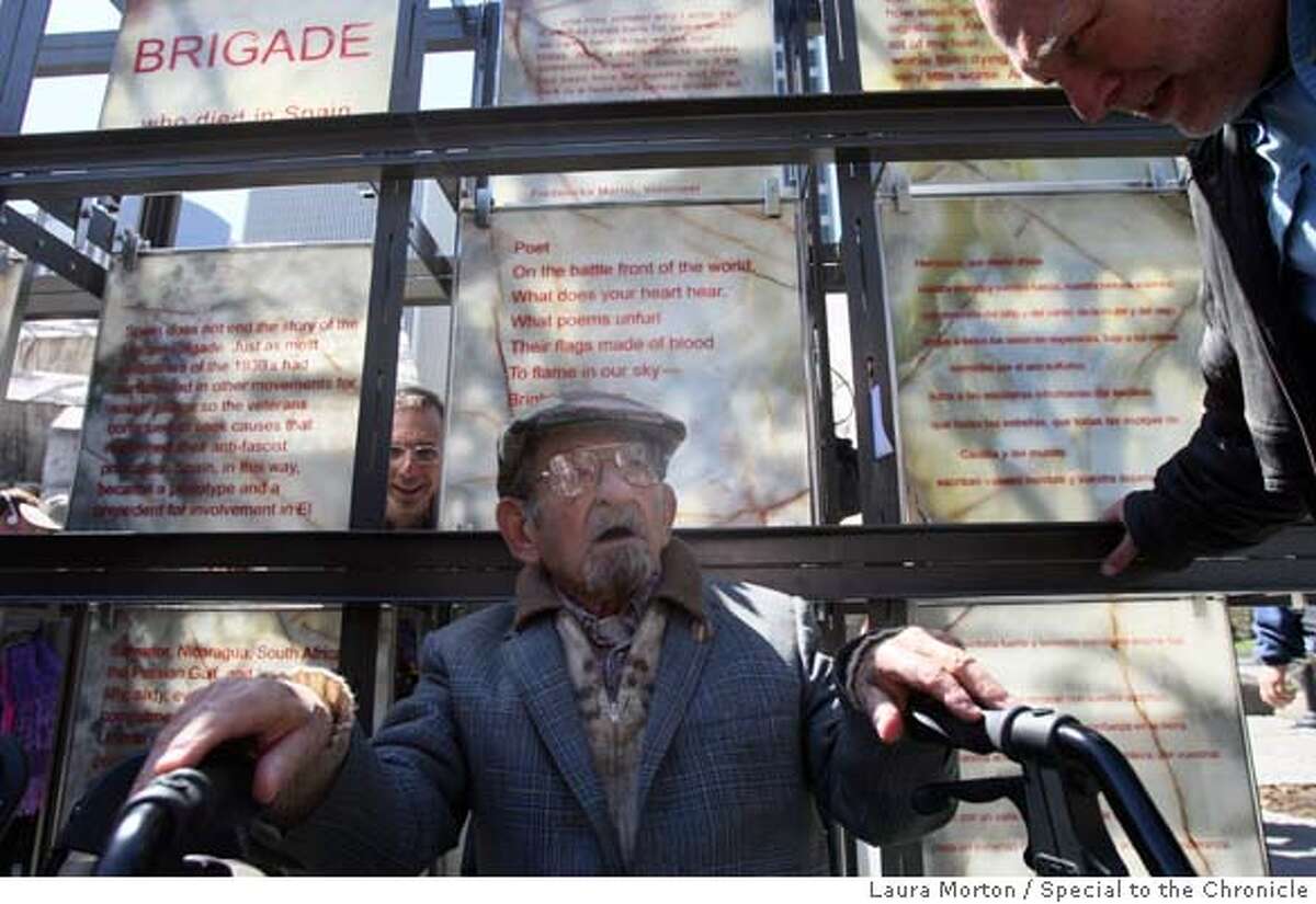 ###Live Caption:David Smith, a veteran of the Spanish Civl War, attends dedication ceremony for a new memorial commemorating the Abraham Lincoln Brigade in the Spanish Civil War in San Francisco, Calif., on Sunday, March 30, 2008. Smith spoke during the ceremony. Photo by Laura Morton / Special to The Chronicle###Caption History:David Smith, a veteran of the Spanish Civl War, attends dedication ceremony for a new memorial commemorating the Abraham Lincoln Brigade in the Spanish Civil War in San Francisco, Calif., on Sunday, March 30, 2008. Smith spoke during the ceremony. Photo by Laura Morton / Special to The Chronicle###Notes:David Smith###Special Instructions: