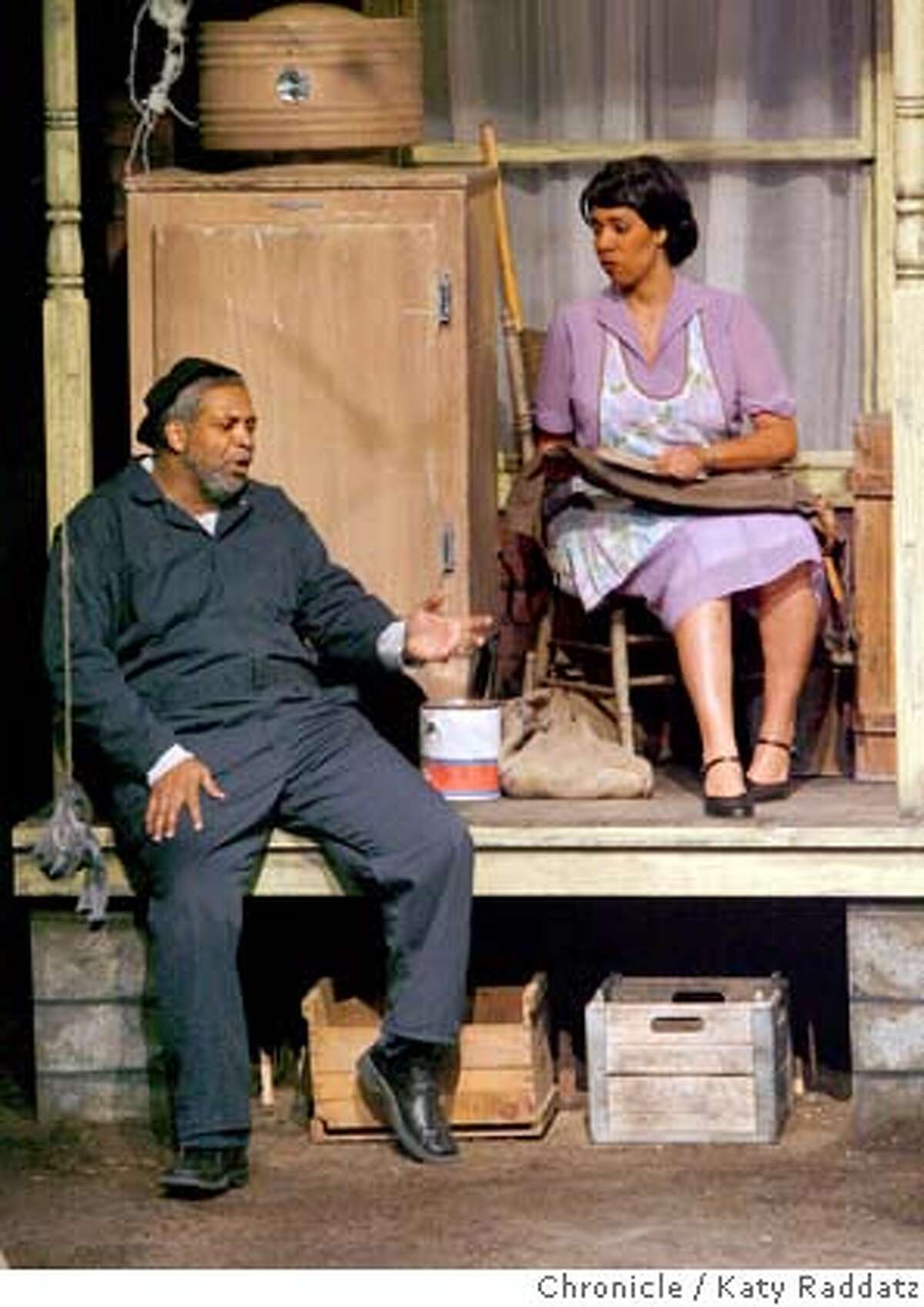 Troy Maxson, played by Alex Morris, left, and Rose, Troy's wife, played by Elizabeth Carter, right, argue in the first act of a preview performance of August Wilson's "Fences" at the Lorraine Hansberry Theater in San Francisco, Calif. on Thursday March 20, 2008. Photo by Katy Raddatz / San Francisco Chronicle