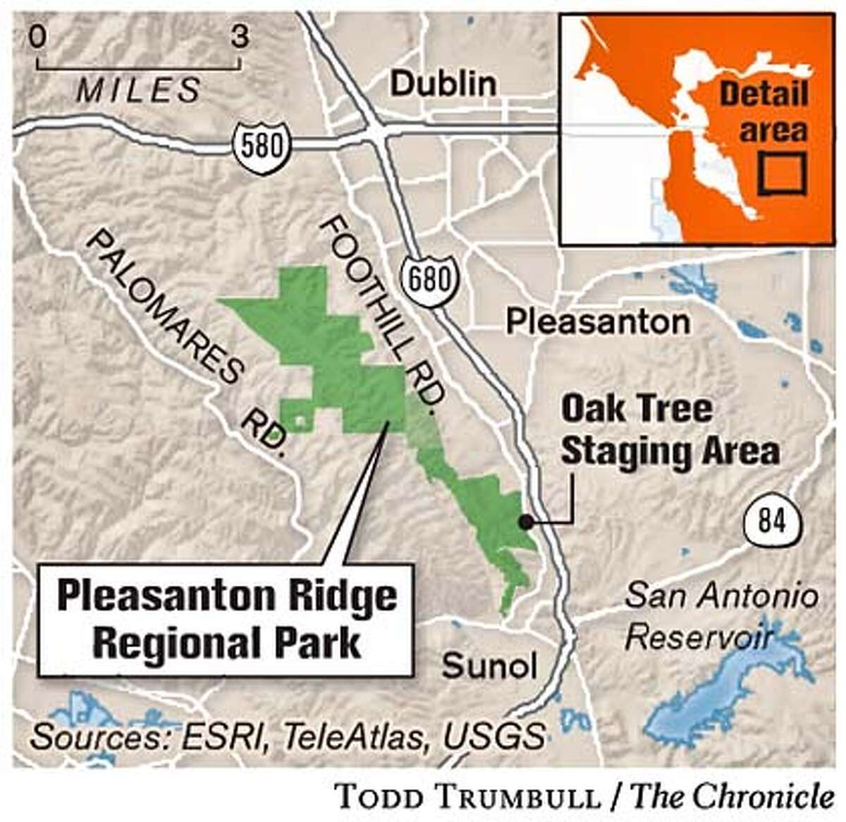 Pleasanton Ridge Regional Park. Chronicle graphic by Todd Trumbull