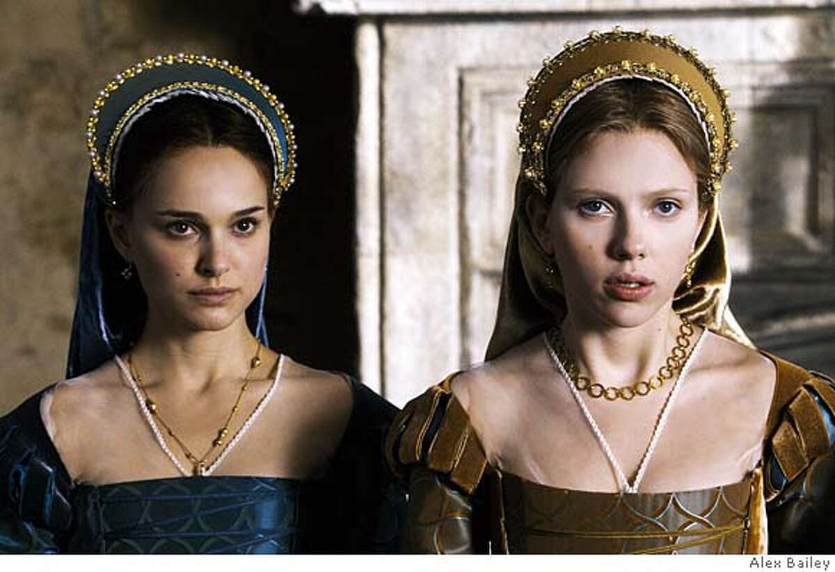 In this image released by Columbia Pictures/Focus Features, Natalie Portman portrays Anne Boleyn, left, and Scarlett Johansson portrays her sister Mary in "The Other Boleyn Girl". (AP Photo/Columbia Pictures/Focus Features, Alex Bailey) ** NO SALES **
