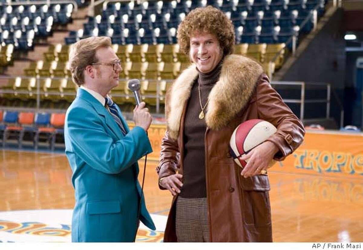 This undated photo released by New Line Cinema shows Will Ferrell, right, portraying Jackie Moon and Andrew Daly portraying Dick Pepperfield in the movie "Semi-Pro." 