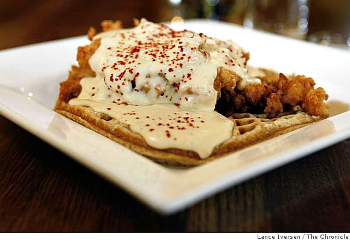 "Demon Lover" Chicken & Waffle plate - with gravy is the house special at 900 Grayson Restaurant in Berkeley. June 17, 2009.