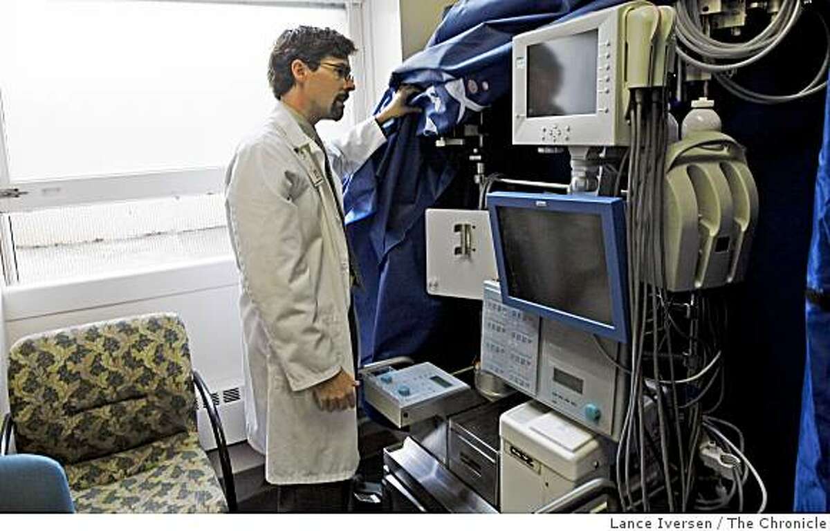 California Pacific Medical Center Doctor Todd Frederick uncovers a device named Elad. Frederick leads a team through phase two of a clinical trial, testing the machine that keeps patients with acute liver failure alive, for short periods of time while they wait for a transplant. Tuesday June 30, 2009.