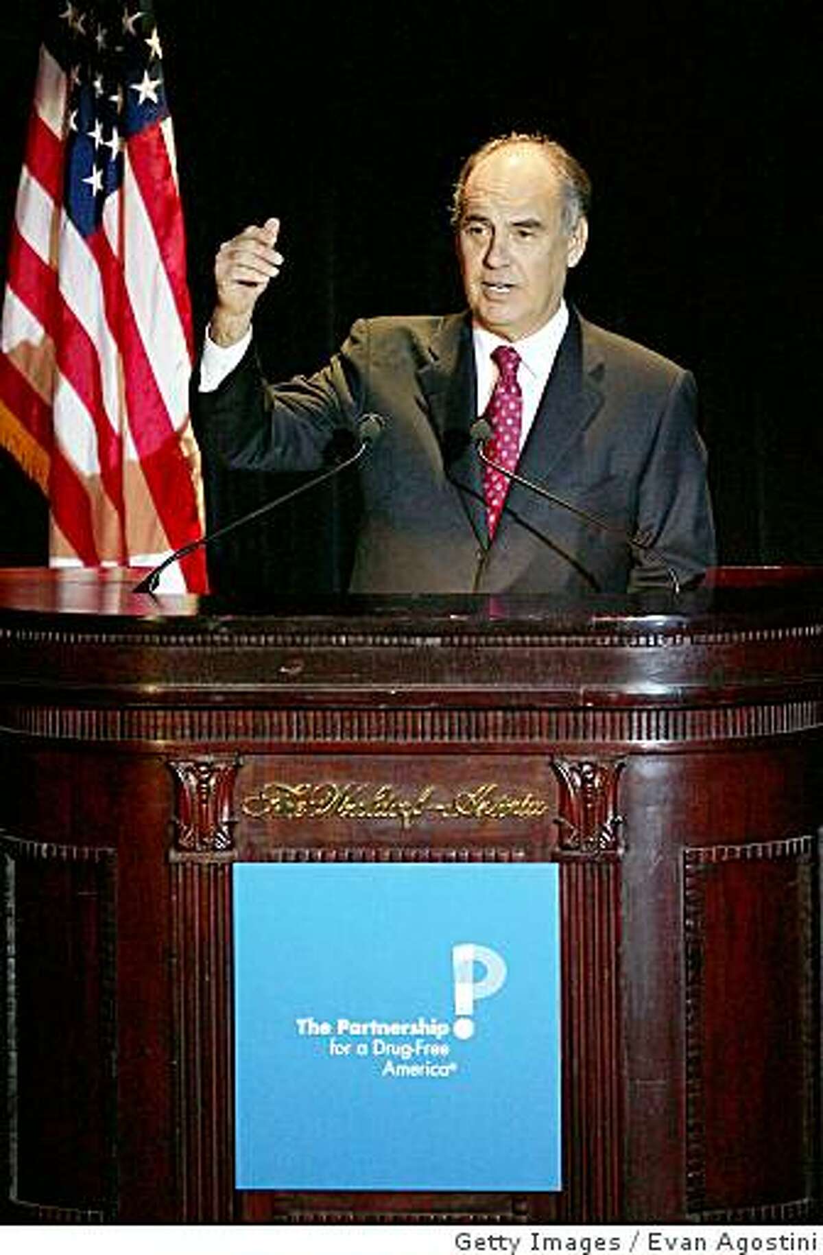 NEW YORK - NOVEMBER 29: The Partnership for a Drug-Free America Chairman Roy Bostock speaks at the Partnership for a Drug-Free America 'Making A Difference Gala' at the Waldorf-Astoria, November 29, 2004 in New York City. (Photo by Evan Agostini/Getty Images)
