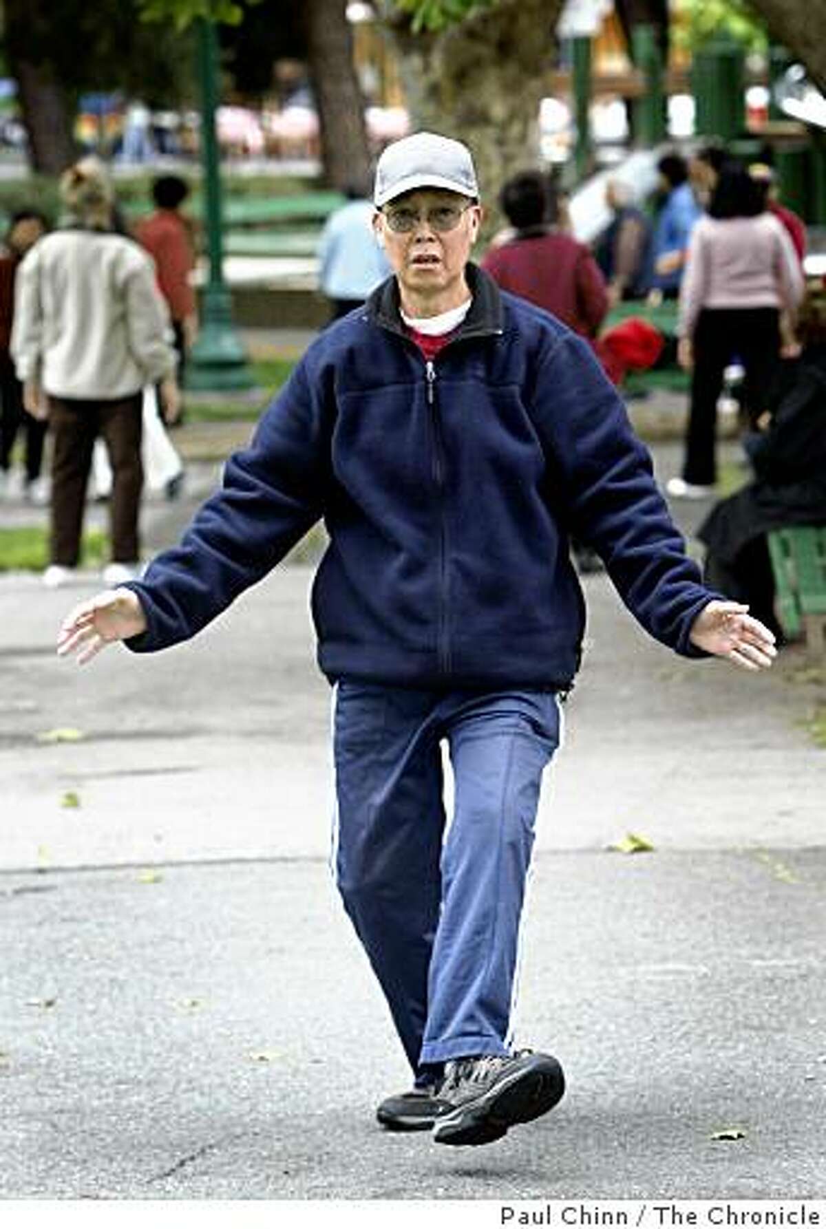 Andy Chu participates in his morning Tai Chi class at Washington Square Park in San Francisco, Calif., on Friday, June 5, 2009. Chu uses the daily exercise routine to help manage his diabetes.