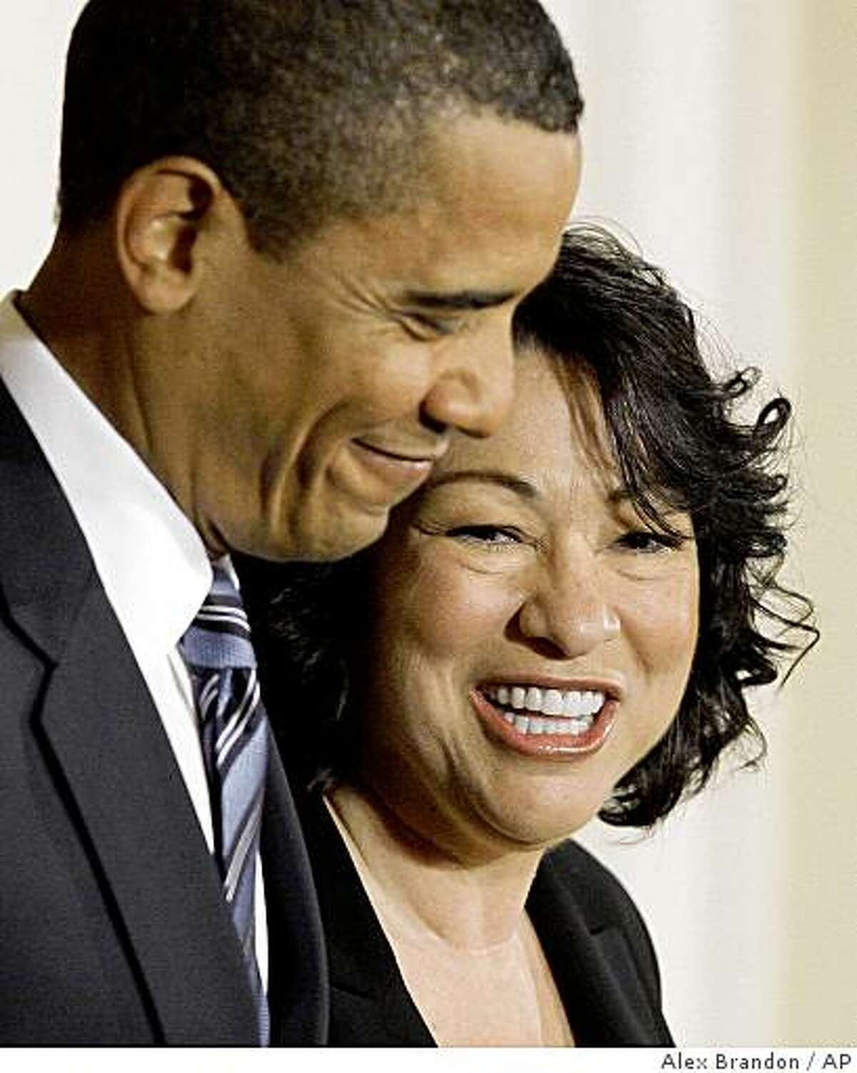 President Barack Obama announces federal appeals court judge Sonia Sotomayor, right, as his nominee for the Supreme Court, Tuesday May 26, 2009, in the East Room of the White House in Washington. (AP Photo/Alex Brandon)
