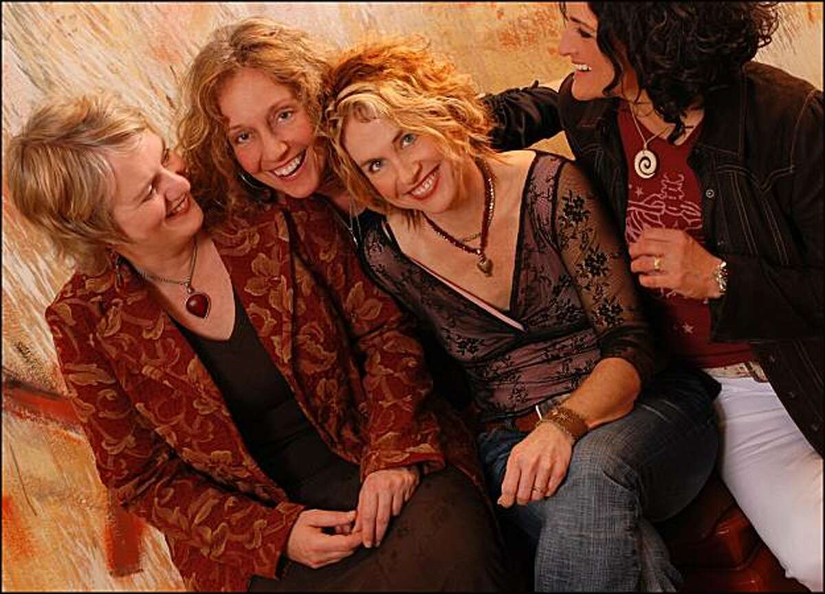 The band Blame Sally. From left: Monica Pasqual, Jeri Jones, Renée Harcourt, Pamela Delgado. The band performs Saturday at Freight & Salvage in Berkeley.