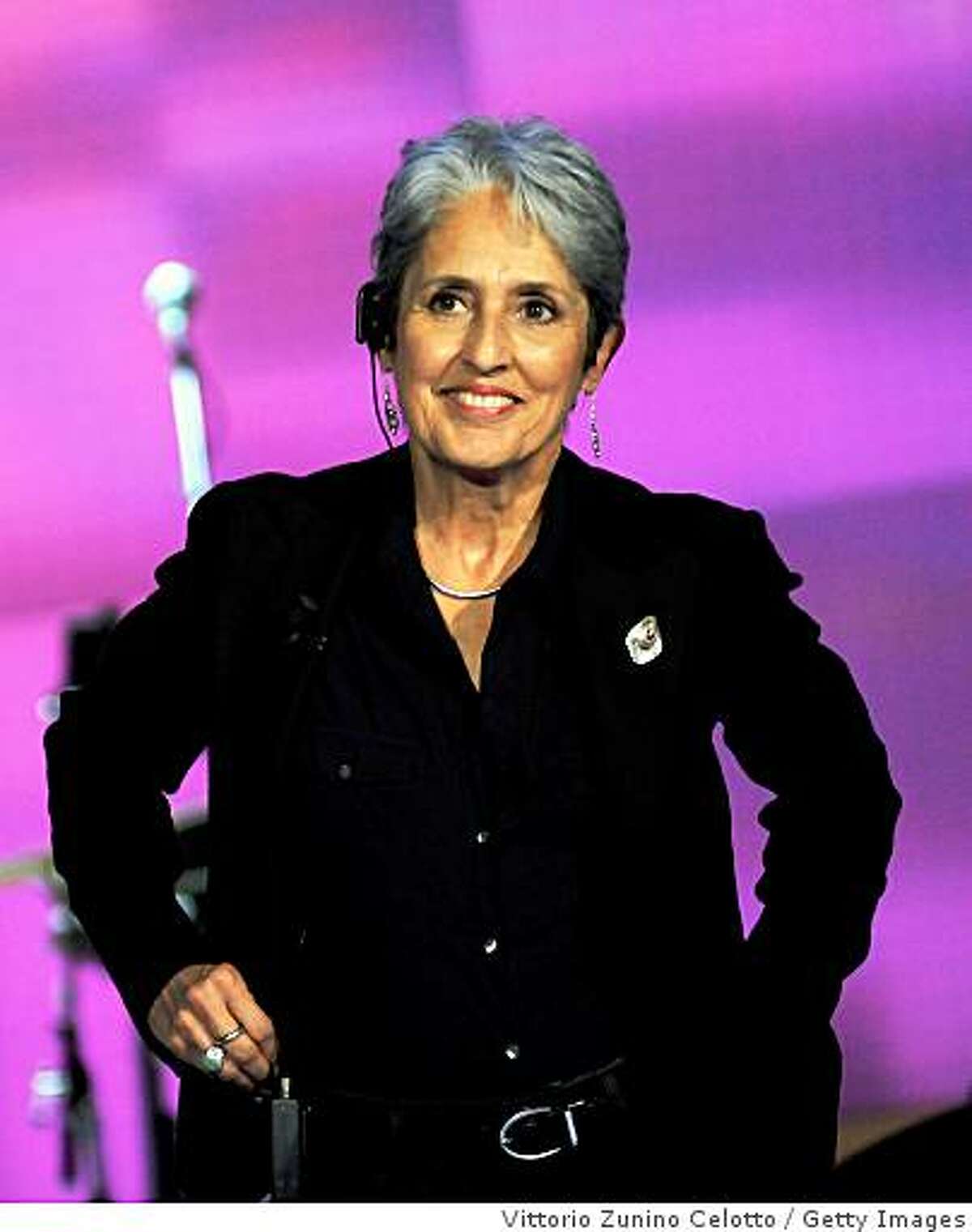 MILAN, ITALY - OCTOBER 11: Singer Joan Baez attends Che Tempo Che Fa Television Show held at RAI Studios on October 11, 2008 in Milan, Italy.