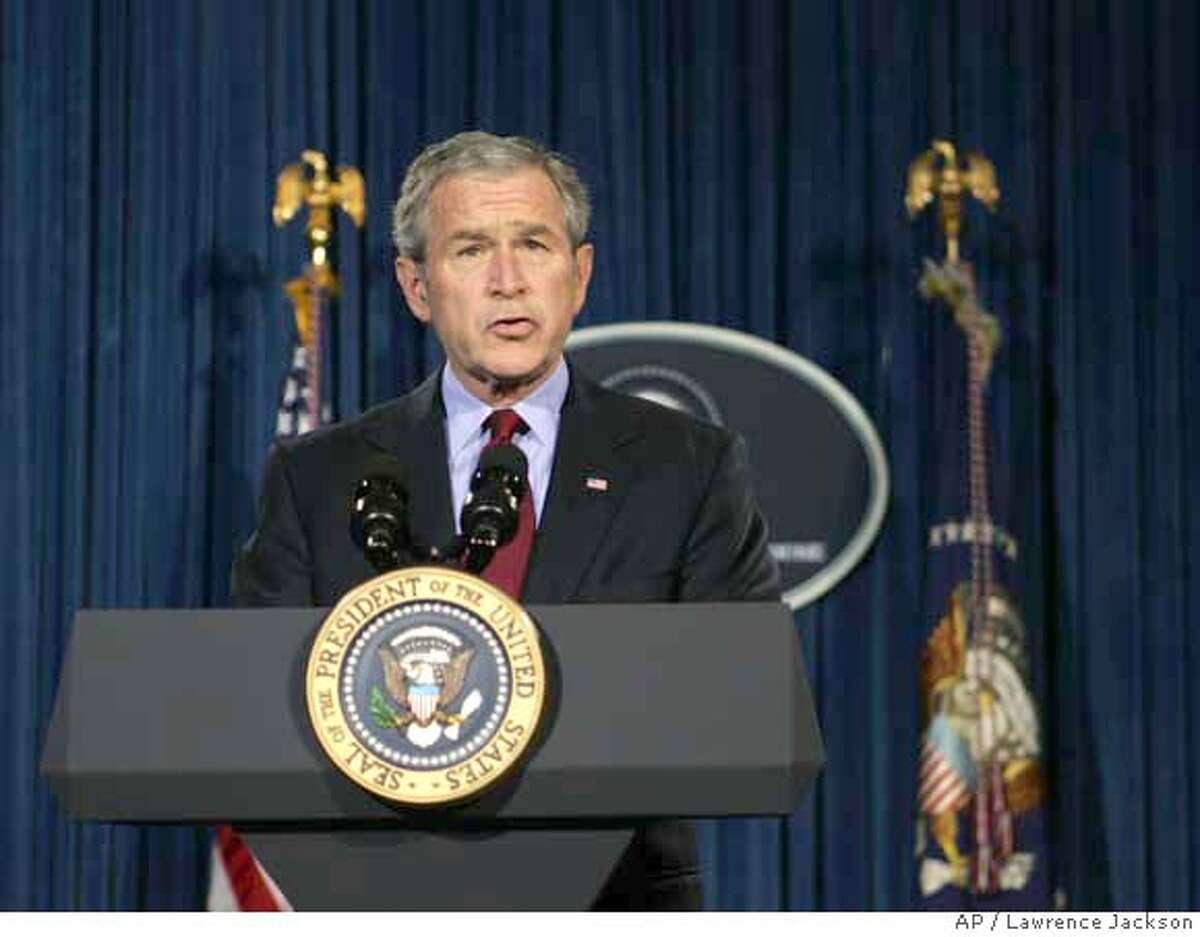 President Bush makes remarks on the death of Pakistan opposition leader Benazir Bhutto, Thursday, Dec. 27, 2007, in Crawford, Texas. Bhutto was assassinated in a suicide attack that also killed at least 20 others at the end of a campaign rally. (AP Photo/Lawrence Jackson)