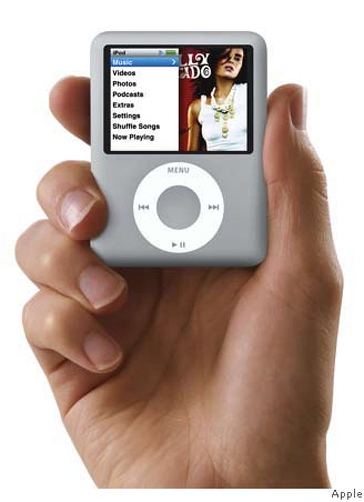 This photo provided by Apple shows the new Apple iPod Nano that was unveiled in San Francisco, Wednesday, Aug. 5, 2007. (AP Photo/Apple) Ran on: 09-06-2007 The updated iPod Nano is among Apples improvements. PHOTO PROVIDED BY APPLE. NO SALES. MAGAZINES OUT.