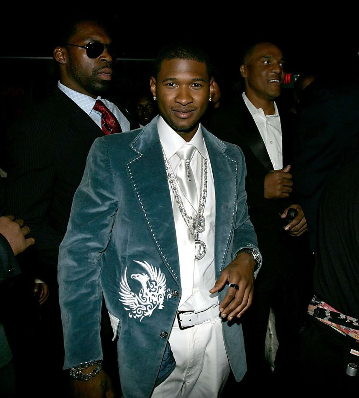 HOLLYWOOD - FEBRUARY 13: Usher (C) attends Usher's Private Grammy Party hosted by Entertainment Weekly held at the Geisha House on February 13, 2005 in Hollywood, California. (Photo by Frank Micelotta/Getty Images)