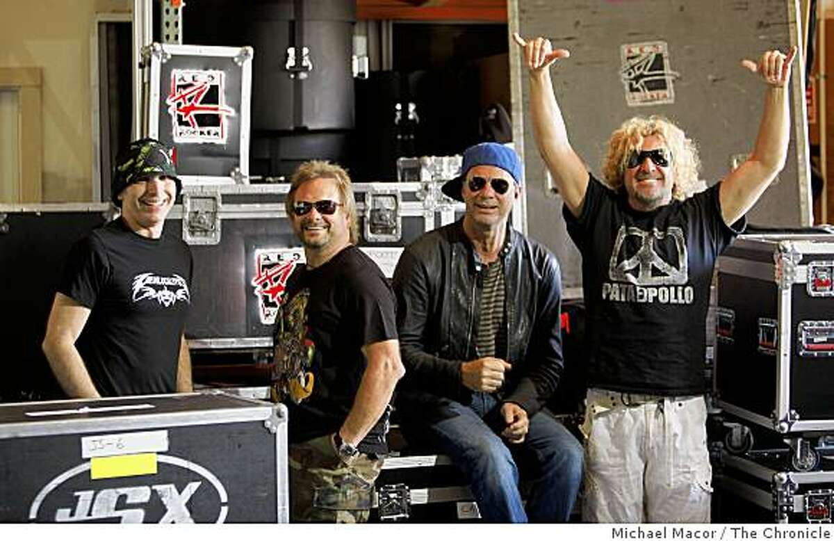 Band members, (left to right) Joe Satriana, Michael Anthony, Chad Smith and Sammy Hagar of "Chickenfoot" a newly formed supergroup, at their rehearsal studio in San Rafael, Calif. on Wednesday April 22, 2009.
