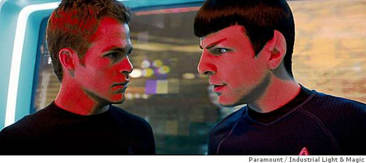 Chris Pine (left) as James T. Kirk and Zachary Quinto as Spock in "Star Trek" (2009).Star Trek (2009) Directed by: J.J. Abrams