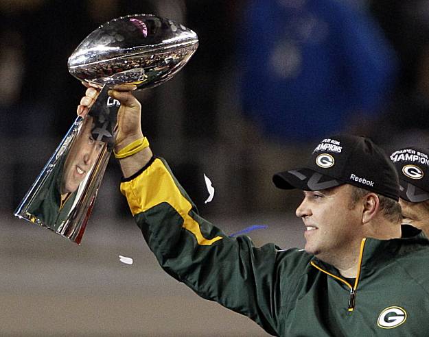 Green Bay Packers tight end Andrew Quarless (81) celebrates at the end of  Super Bowl XLV where the Green Bay Packers beat the Pittsburgh Steelers  31-25 at Cowboys Stadium in Arlington, Texas