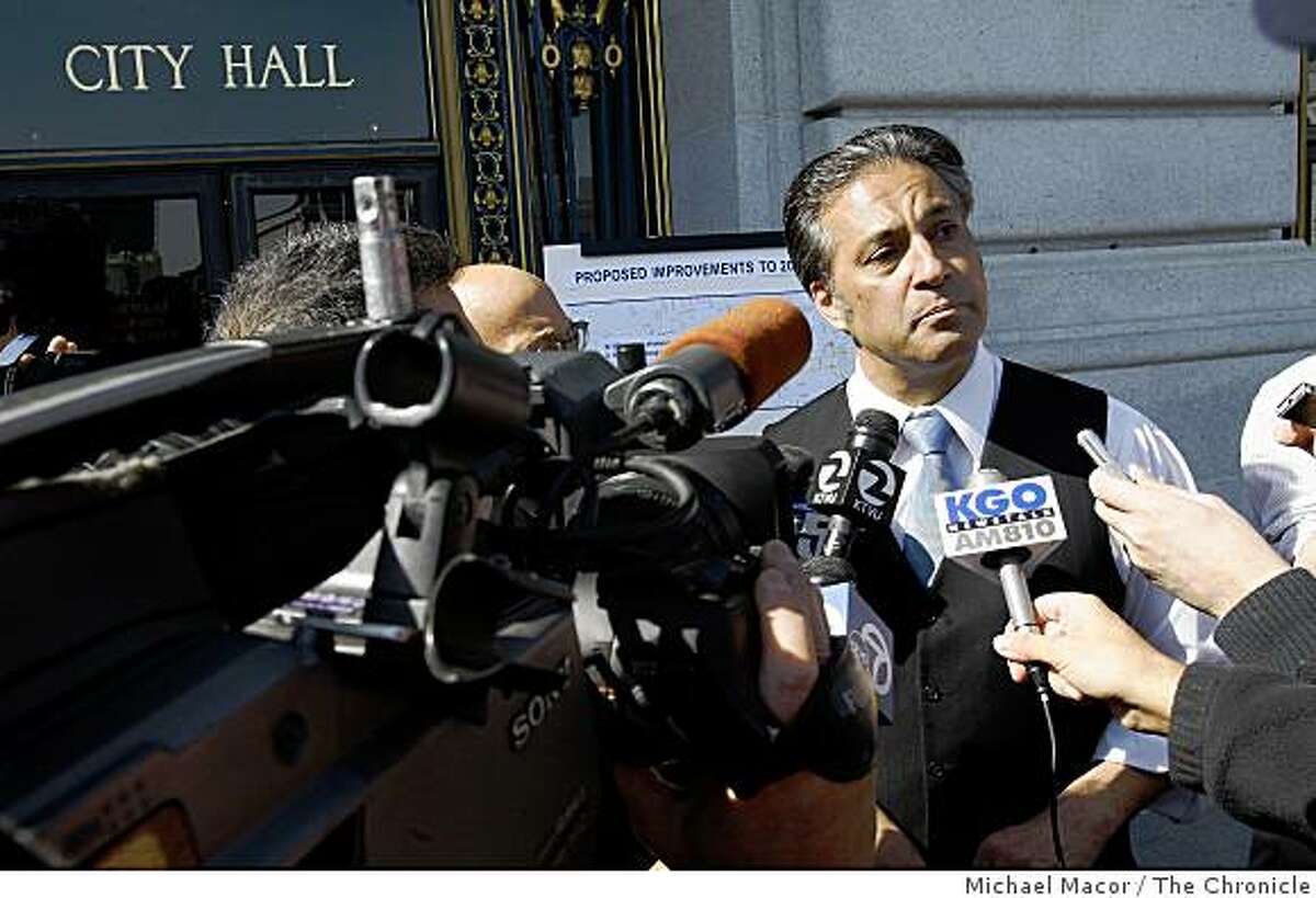 DO NOT USE THIS AS A MUG SHOT FOR MIRKARIMI .... DJSan Francisco Supervisor Ross Mirkarimi, speaks to the media on the steps of City Hall following a press conference about the proposed changes in the running of this years' Bay to Breakers foot race.