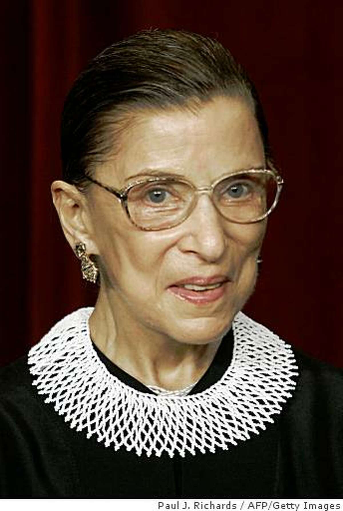 (FILES) US Supreme Court Justice Ruth Bader Ginsburg poses in this March 3, 2006 file photo inside the Supreme Court in Washington, DC. The only woman among the nine justices of the US Supreme Court, Ruth Bader Ginsburg, said on March 17, 2009 she plans to keep working but faces chemotherapy after successful surgery for pancreatic cancer. Ginsburg, 76, underwent the surgery in early February, but has returned to the bench where she is one of five justices who are now older than 70. She said in a statement Tuesday: "I am scheduled to undergo a precautionary, post-surgery course of chemotherapy at the National Institutes of Health. "The treatments, which will commence in late March, are not expected to affect my schedule at the court." In 1999 Ginsburg underwent surgery for colorectal cancer and returned to work soon afterwards. AFP PHOTO/Paul J. RICHARDS/FILES (Photo credit should read PAUL J. RICHARDS/AFP/Getty Images)