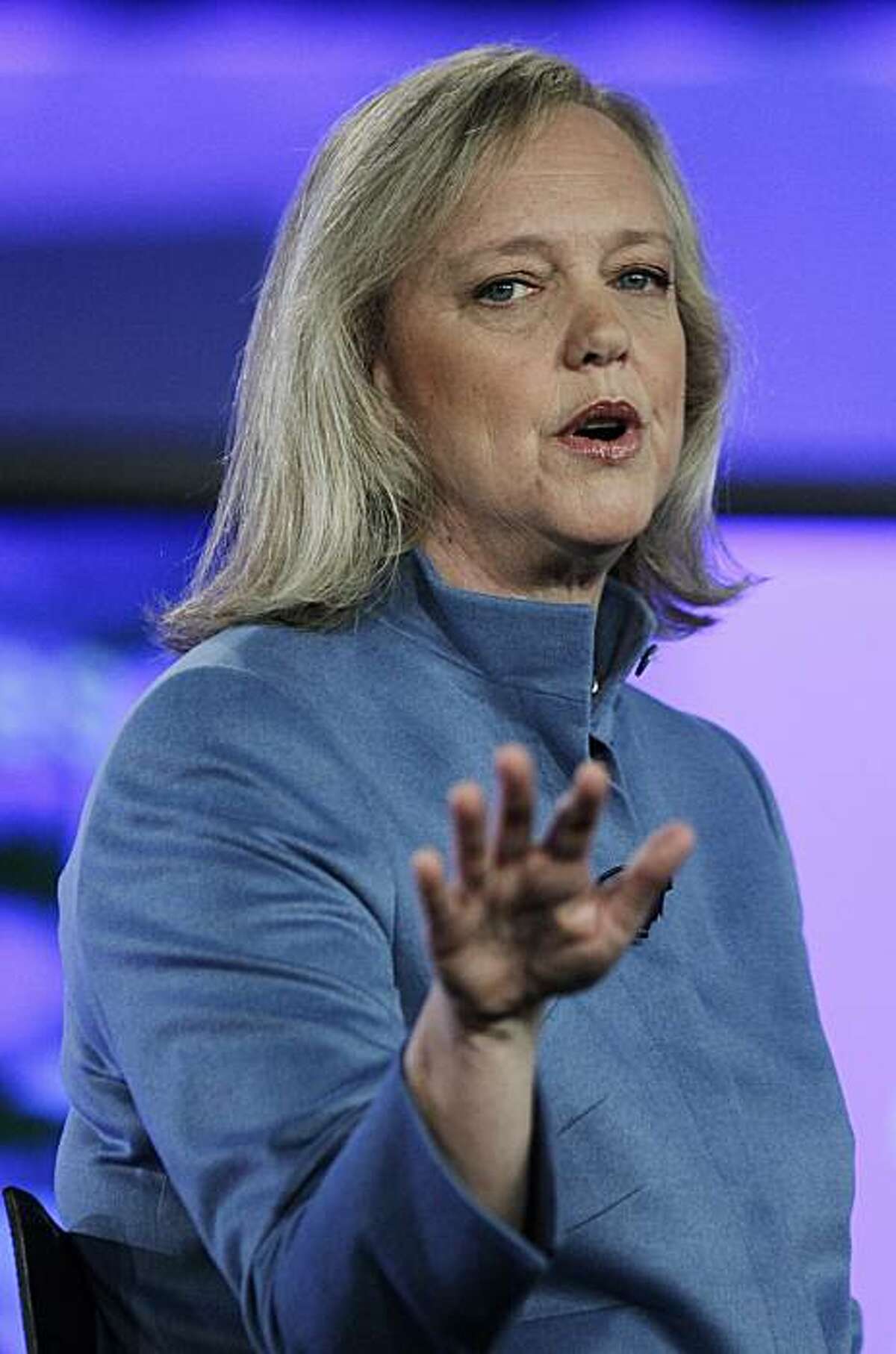 Republican nominee for governor Meg Whitman speaks during a campaign stop at Cisco headquarters in San Jose , Calif., Wednesday, Sept. 29, 2010.