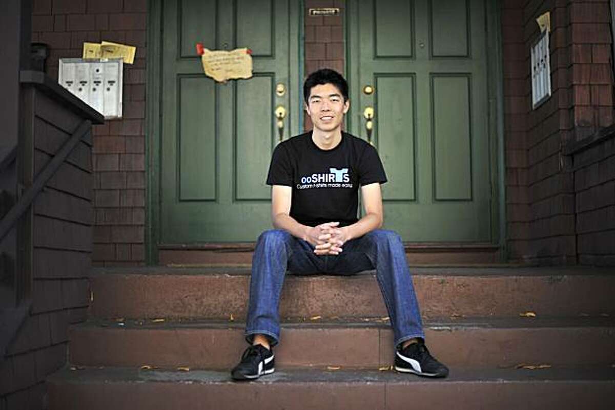 Raymond Lei, a 19-year-old sophomore at UC Berkeley started an online t-shirt business called ooShirts and poses at his apartment and near the UC Berkeley campus in Berkeley, Calif., on Wednesday, August 25, 2010.
