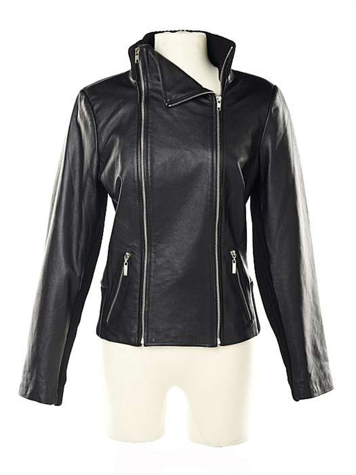 Rachel Zoe Lamb Leather Jacket with Knit Trim (approximately $179.75) on QVC.