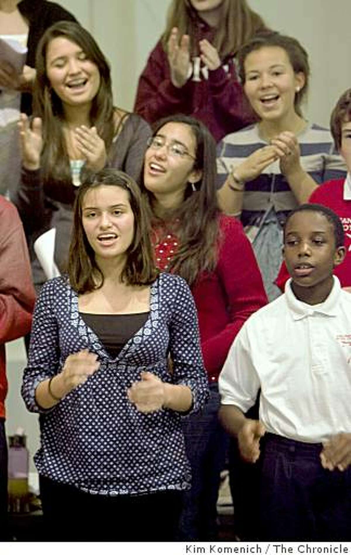 Members of the San Francisco Boys Chorus and the San Francisco Girls Chorus sing "Give Us Hope" in San Francisco, Calif., on Friday, Jan. 9, 2009 as they practice the songs they'll sing during the Jan. 20 inaugural ceremony for President-elect Barack Obama.