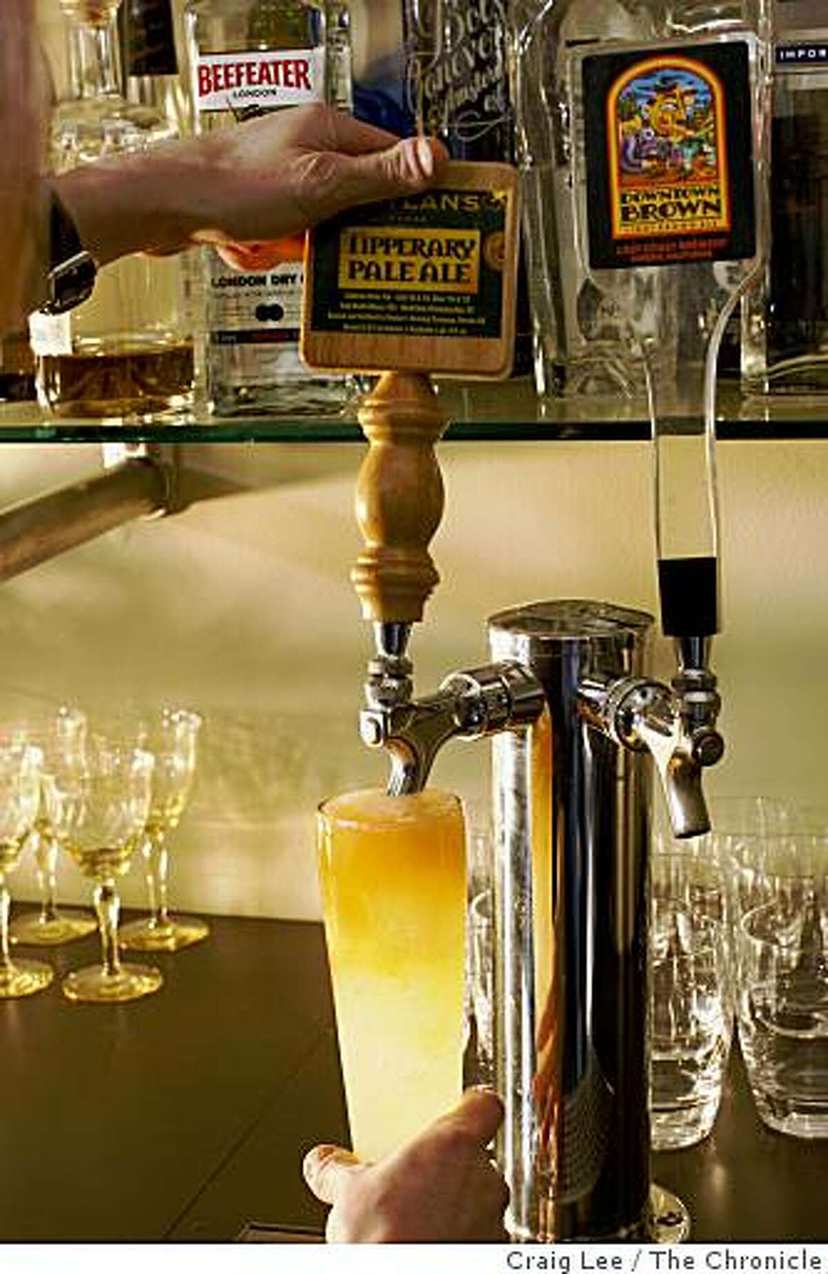 Brooke Arthur, making a cocktail drink, called Strange Brew, where beer is one of the ingredients at Range restaurant in San Francisco, Calif., on January 7, 2009. The recipe suggests Racer 5 IPA but Range also uses Moylans Tippeary Pale Ale.