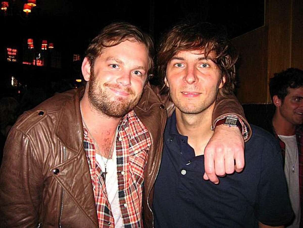 Kings of Leon lead singer Caleb Followill (left) and Phoenix frontman Thomas Mars at Tosca Cafe. August 2010. By Catherine Bigelow