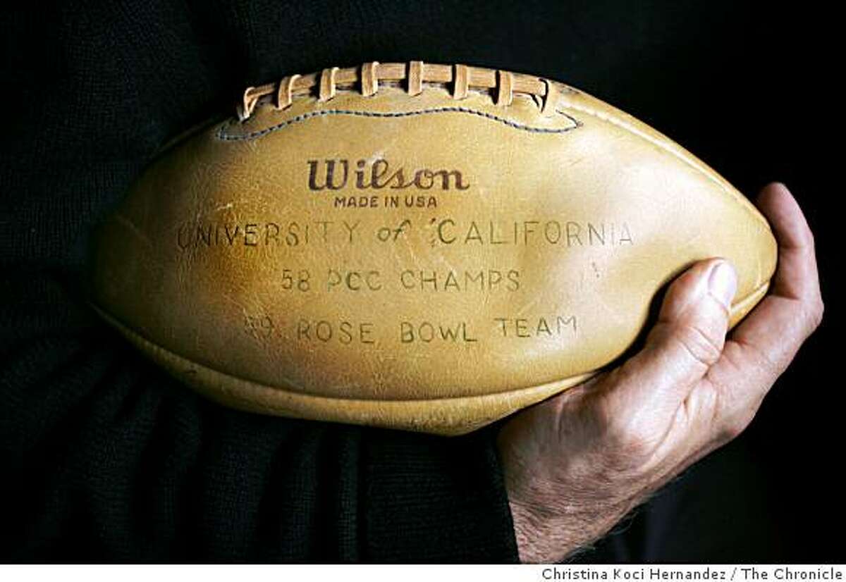 reunion09060_ckh.jpg Bates' football.Berkeley mayor, Tom Bates, at his home..About 30 members of UC Berkeley's 1958 Pacific Conference champion football team, which went to the Rose Bowl, are getting together for a reunion this weekend. Berkeley Mayor Tom Bates, as well as famed coach Joe Kapp, were players. Bates is hanging out today with some players, and he has a program showing himself and other players back in the day that we can get historical pictures from.