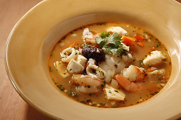 Seafood soup reminiscent of Tijuana street food