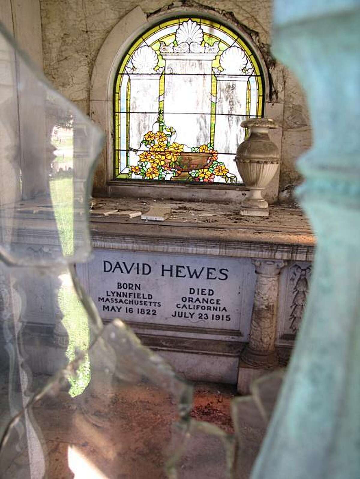 David Hewes' grave is at Mountain View Cemetery in Oakland, Calif.
