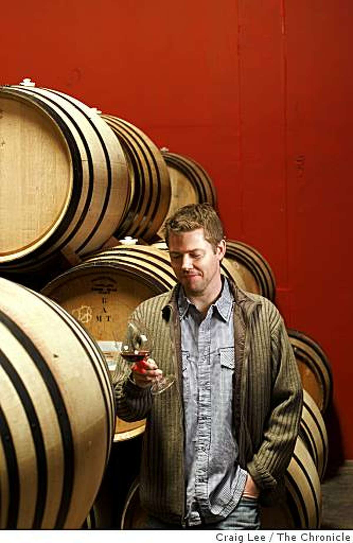 Kevin Kelley, winemaker for his own Salinia label, plus the Lioco label and several others. He is one of the emerging masters of Pinot Noir and makes wine in Santa Rosa, Calif., on December 3, 2008.
